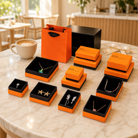 Emballage de luxe pour bijoux en carton léger, fait main, unique, personnalisé, avec logo personnalisé, ZXF Debossing 5*8*2.5cm, orange, pour les articles de mode