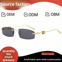 Nouvelles Lunettes de Soleil Carrées Sans Monture UV400 Style Instagram Européen/Américain B-Brand 2026 pour Femmes – Tendance Métal Chic