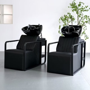 Fauteuil de lavage contemporain en cuir PU avec bac en céramique, structure métallique, confortable, durable, couleur personnalisable, mobilier de salon pour - Product Image 5