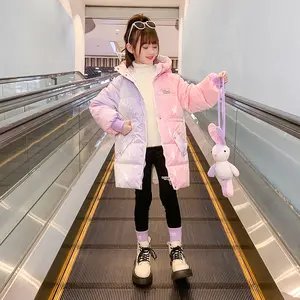 Desain baru mantel anak perempuan usia lebih dari 8 tahun jaket Luaran tahan air musim dingin mantel bertudung hangat gadis