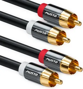 Good Quality OEM ODM Rca Cable High Quality Stereo Plug 24k Gold Plated 2rca To 2rca Audio Cable Aluminum Shell For DVD Car
