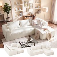 Canapé modulaire compressé avec chaise longue, assise profonde, canapé nuage en chenille à mémoire de forme, sans structure, pour salon