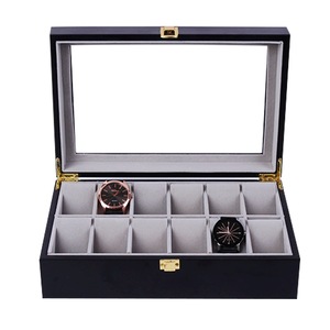 2/3/5/6/10/12 slot Watch Box Organizer pianoforte con vernice da forno custodia per gioielli in legno da <span class=keywords><strong>uomo</strong></span> in vetro Top <span class=keywords><strong>orologi</strong></span> espositore - Product Image 3