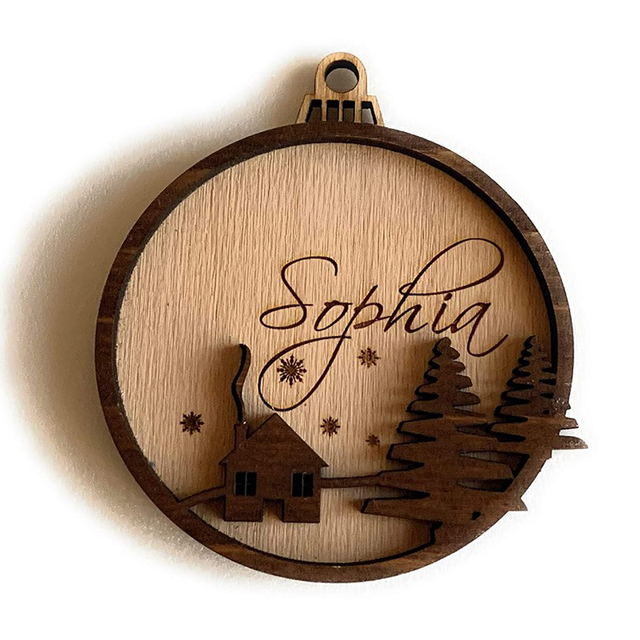 Personalized Wood Christmas Tree Ornament Custom Name Handmade Engraved Home Decorations Wooden Sign