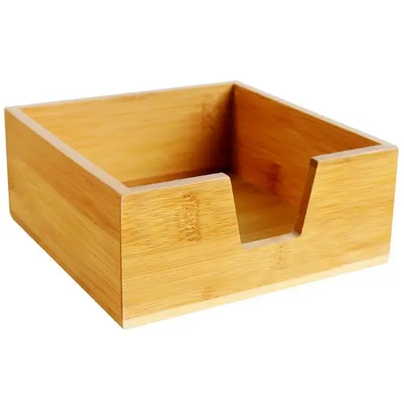 Hot Sale Eco Friendly Custom Size Square Bamboo Napkin Box Without Lid