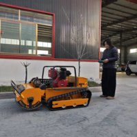 Tondeuse à chenilles télécommandée de qualité industrielle, capable de franchir une pente de 50 degrés, pour la coupe de branches d'arbres, le débroussaillage de bois épais et de broussailles