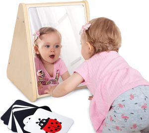 Specchio Bifacciale per Neonati, Giocattolo Sensoriale <span class=keywords><strong>Montessori</strong></span> per Attività Facciale, per Bambini dai 6 Mesi in su - Product Image 1