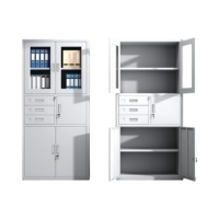 Armoire de rangement métallique en promotion avec porte vitrée, casier de bureau, meuble de classement et rangement pour vêtements