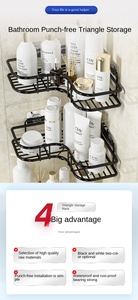 Gran oferta, estante de trípode de baño de <span class=keywords><strong>Metal</strong></span> de un solo nivel, estantes de pared de esquina sin agujeros para champús, herramientas, estantes de baño triangulares - Product Image 6