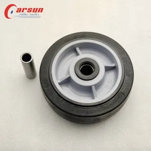CARSUN 6 Inch Black TPR Wheel Plastic Solid Heavy Duty 150mm Artificial Rubber Wheels With Roller Bearing