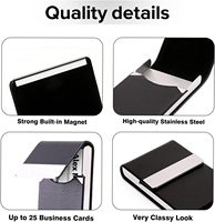 Porte-cartes de visite personnalisé sur mesure avec fermeture magnétique, fin, cadeau d'affaires, en cuir pour homme, en acier inoxydable