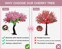 Arbres artificiels KH, cerisier en fleurs rose Sakura pour la décoration d'entreprises horticoles et de restaurants