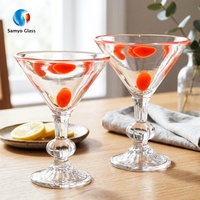 Gelas Dessert Goblet Berbintik Warna Gaya Meksiko Tiup Manual dengan Logo Kustom Samyo, Gelas Martini untuk Rumah, Bar, Restoran