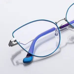 2022 moda Trendy femminile colore del metallo lega di alta qualità Anti luce blu che blocca Fancy Eyeglass Optical Eyewear cerniera a molla