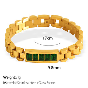 Bracelet chaîne en acier inoxydable plaqué or 24 carats tendance Hottime 2025, logo personnalisé, certifié par une tierce partie, unisexe, pour anniversaire - Product Image 3