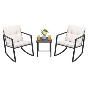 Juego de Sofás de Mimbre Sintético y Acero de 3 Piezas, Estilo Contemporáneo, Duradero y Cómodo, Muebles de Patio para Exteriores, Sala de Estar - Product Image 3
