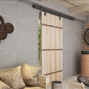 Kit <span class=keywords><strong>de</strong></span> quincaillerie pour <span class=keywords><strong>porte</strong></span> <span class=keywords><strong>de</strong></span> grange en acier contemporain robuste, noir, avec installation par vis pour chambre et cuisine - Product Image 6