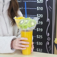 Gobelet jetable en plastique LOKYO en PP de 700 ml pour poulet frit, fruits, fondue, avec plateau à collation intégré