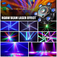 Projecteur de scène mobile à 6 bras LED RGBW, faisceau laser DMX512, effet wash, activé par le son, pour discothèque, club, fête, mariage, DJ, éclairage de boîte de nuit