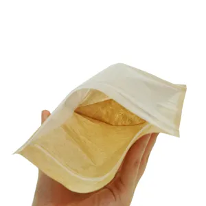 Custom Clear Front Stand Up Pouch Brown Kraft Paper Bag Packaging Dry Food