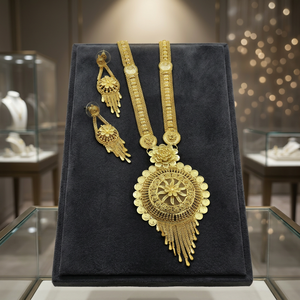 Collares de Oro Micronizado de 14K, 18K y 24K al por Mayor, Conjunto de Joyería Tradicional, Conjunto de Joyería Larga con Diseño Floral en Oro Micronizado - Product Image 3
