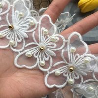 Organza Polyester Broderie 3D Perle Double LACE papillon Dentelle Accessoires DIY Accessoires De Mariage