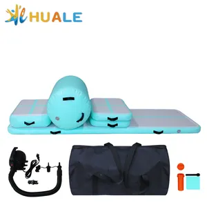 Huale Customize Color Mint 6m 8m 10m 12m Foldable Air Mat Home Cheerleading Yoga Gymnastics Inflatable Air Track For Playground