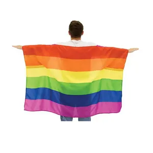 Custom Flag Full Color Factory Directly China Made Shoulder Flag Custom 3x5ft Gay Pride Rainbow Cloak Body Flag