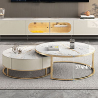 Meubles de salon ronds modernes Ensemble table basse en métal Support de télévision Table à thé de luxe