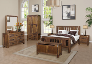 Armario de madera marca PANAMA RANGE, 2 puertas, 2 cajones, muebles de dormitorio derribados de Vietnam - Product Image 5