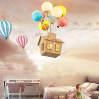 Luminaire LED décoratif de plafond pour chambre d'enfant, motif maison volante de dessin animé avec ballons, pour garçons et filles