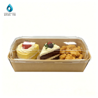 Boîte d'emballage alimentaire jetable carrée en papier kraft gaufré pour pâtisseries, desserts, gâteaux tiramisu, sushis, plats à emporter et nouilles