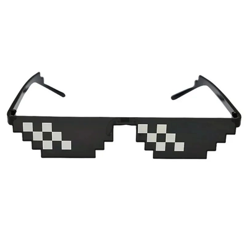 Men Women 8 Bit Coding Pixel Mosaic Glasses Sunglasses Trendy Party Funny Vintage UV400 Shades Eyewear Unisex Gift