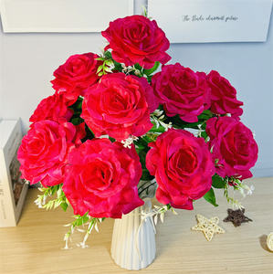 Yiwu <span class=keywords><strong>Pas</strong></span> <span class=keywords><strong>Cher</strong></span> Personnalisé Faux <span class=keywords><strong>Rose</strong></span> Bush Big 10 Têtes Fleurs Artificielles <span class=keywords><strong>Rose</strong></span> Roses Bouquet - Product Image 2