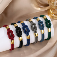 Bracelet en corde néon à nœuds concentriques, bijoux de couple avec fermoir magnétique en acier inoxydable pour la vente en gros