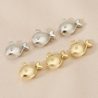 Pendentif poisson en cuivre plaqué or 18 carats, mignon et massif, 7*10mm, petit breloque baleine pour la fabrication de colliers, bracelets et boucles d'oreilles