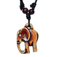 Collier FX019 de style tribal vintage en imitation os de yak, pendentif éléphant indien rétro, collier en corde, amulette de fête, cadeau pour les fêtes