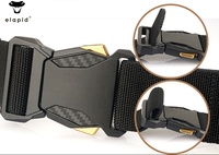 Ceinture tactique d'extérieur sans trous, extensible, élastique, boucle en métal rectangulaire en alliage, sangle en nylon, 125 cm, pour la chasse, la randonnée, les sports