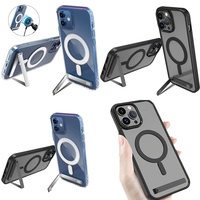 Casing Magnetik Transparan dengan Holder untuk iPhone 15 14 13 12 Plus 11 16 Pro Max 17 Air, Sublimasi untuk Cover iPhone