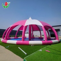 Piscine Gonflable avec Tente, Piscine Gonflable Commerciale Extérieure en PVC Transparent avec Tente pour Fêtes dans la Cour