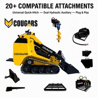 COUGARS CG827 Mini Skid Steer Loader dengan Pompa Hidrolik Loader Depan dan Bucket 4-in-1 untuk Lanskap dan Persiapan Perkotaan, Bersertifikasi EPA CE
