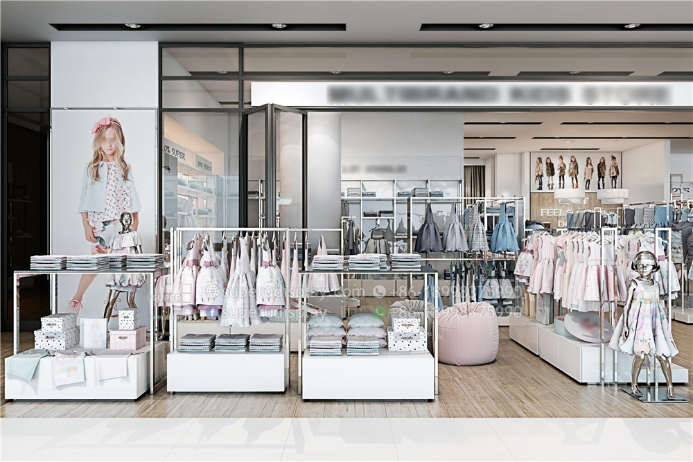 定制婴儿服装店装饰婴儿商店室内设计服装展示架家具儿童服装店设计