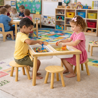 Table sensorielle en bambou pour enfants, bureau d'activités Montessori en bois pour tout-petits avec bacs de rangement, vente en gros pour enfants, logo personnalisé OEM