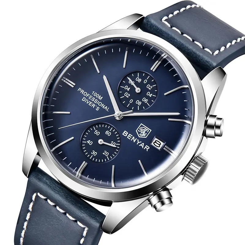 New Luxury Men Quartz Leather Watches Multifunctional Fashion Business Waterproof Men's Watch Relogio Masculino