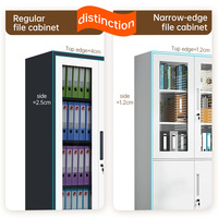 Archivador moderno de acero con cerradura de 5 cajones, estantes ajustables, corto y fino con puerta para almacenamiento de muebles de oficina