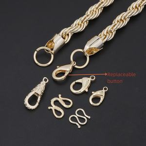 JXX Venta al por mayor Collar de cadena trenzada de acero inoxidable chapado en oro de 14K, 2mm-10mm, con engaste de garra clásico, estilo cuerda, Hip Hop, para hombre - Product Image 4