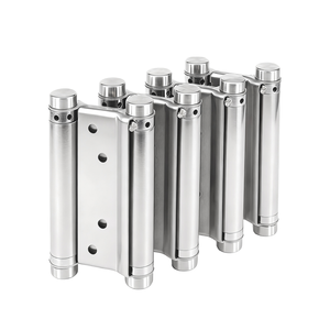 2 paires de charnières de porte battante en acier inoxydable à double <span class=keywords><strong>action</strong></span> modernes pour cuisine, réglables, fermeture automatique, 125 mm, 6 trous - Product Image 1