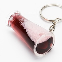 Porte-clés en acrylique personnalisé avec logo, verre à vin en cristal, effet bulles flottantes, sable de neige, liquide, pour cadeaux promotionnels tendance