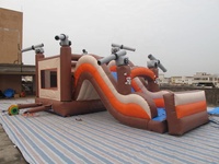 Prix d'usine – Châteaux gonflables d'occasion Pirate avec toboggan combiné JustFun JFIC-1192 – Installation facile – À vendre