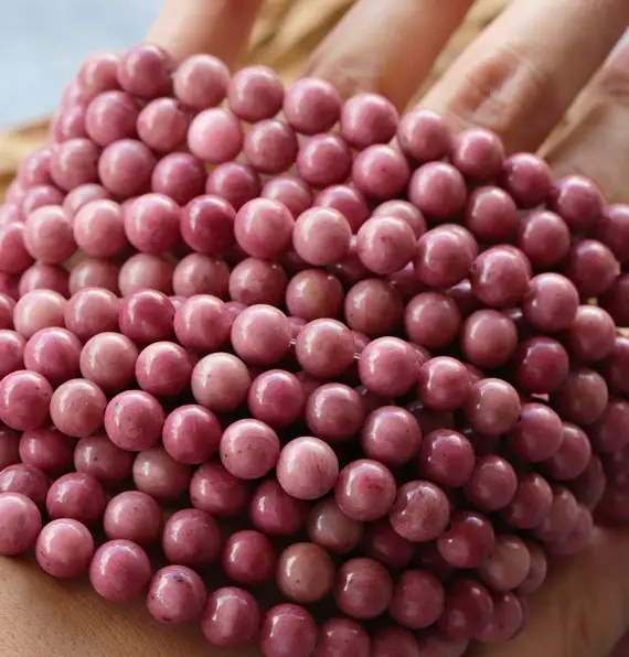 Perles rondes de rhodonite de qualité AA de 6mm, pierres précieuses, vente en gros, chine